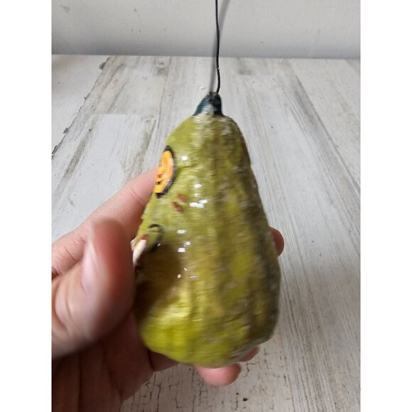Vintage dept 56 green pumpkin gourd ornament Halloween glitter shabby chic uniqu - Picture 3 of 7